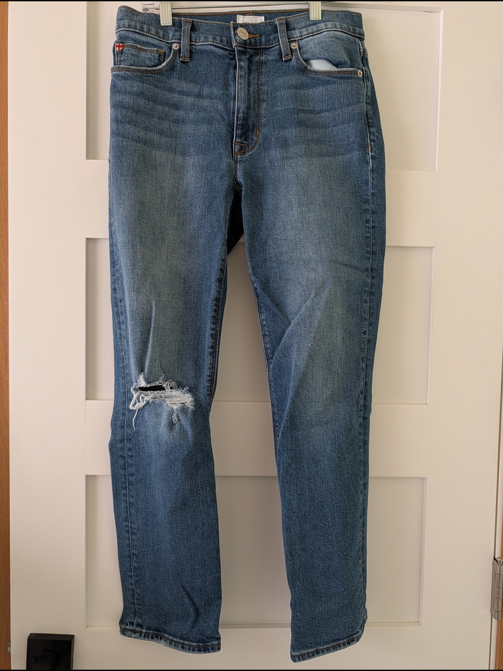 HUDSON Blair High Rise Bootcut Crop Jeans Distressed Knee Size 27